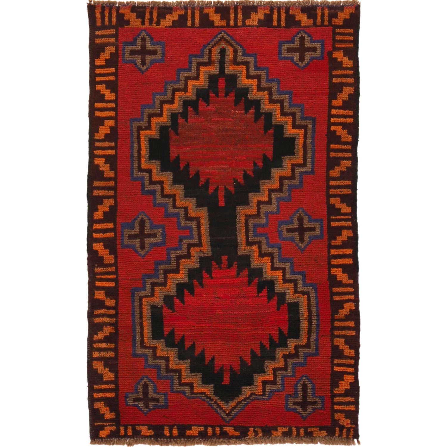 Baluchi Rug Handmade Red Geometric 3x5 ft