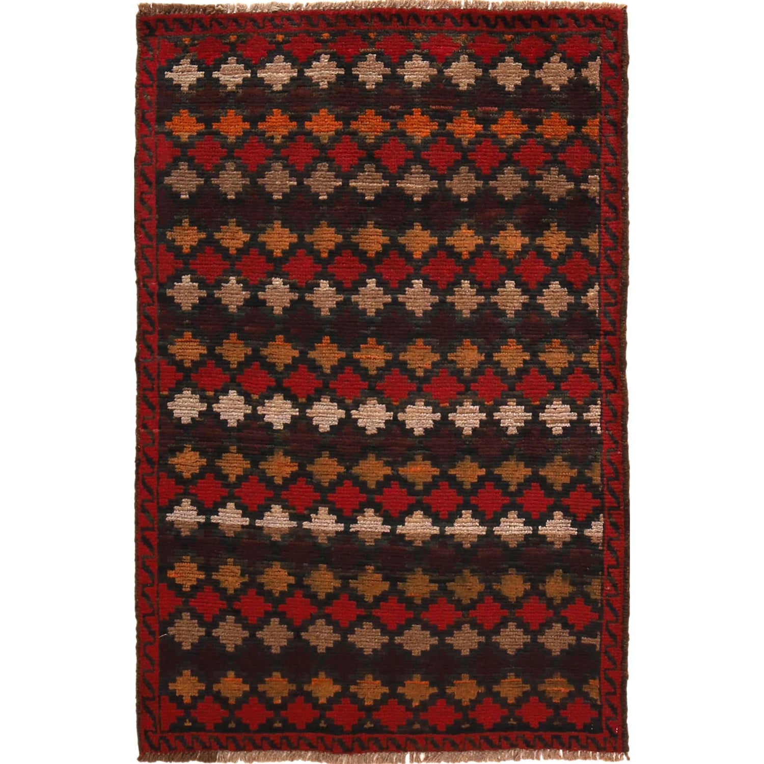 Baluchi Rug Handmade Multi Geometric 2x4 ft