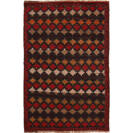 Baluchi Rug Handmade Multi Geometric 2x4 ft