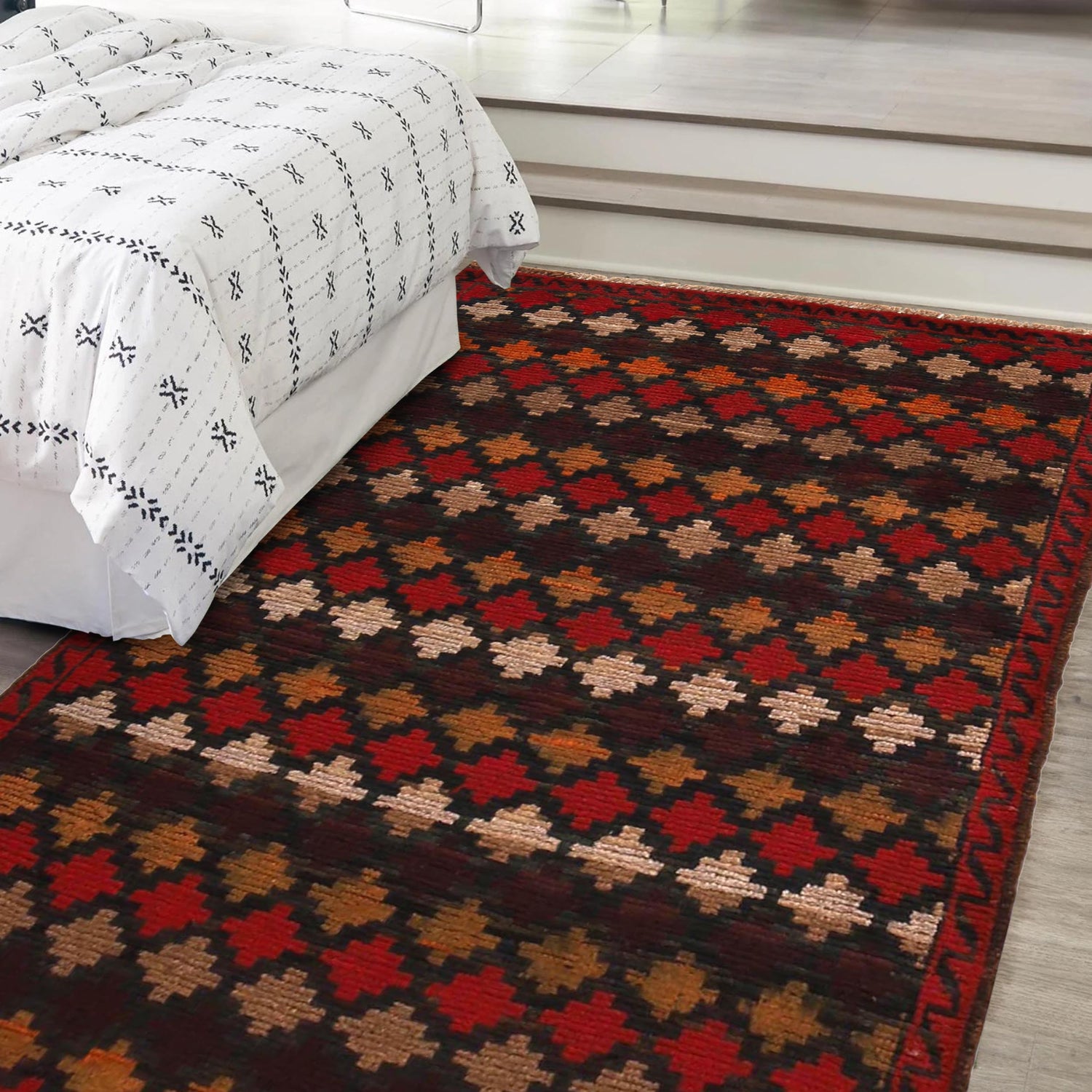 Baluchi Rug Handmade Multi Geometric 2x4 ft