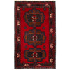Baluchi Rug Handmade Red Geometric 3x5 ft