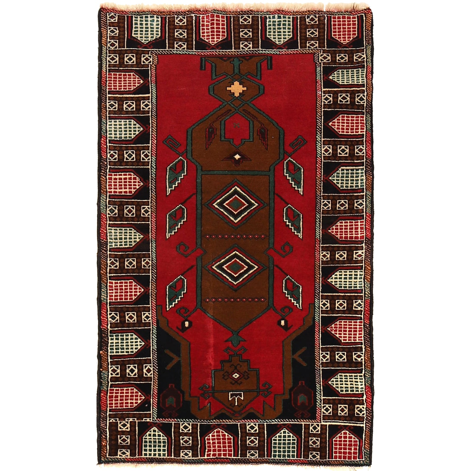 Baluchi Rug Handmade Multi Geometric 3x5 ft