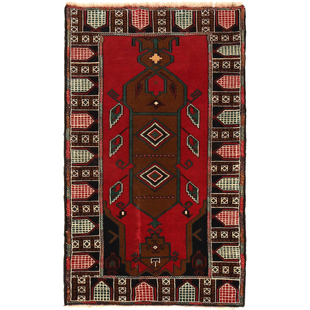 Baluchi Rug Handmade Multi Geometric 3x5 ft
