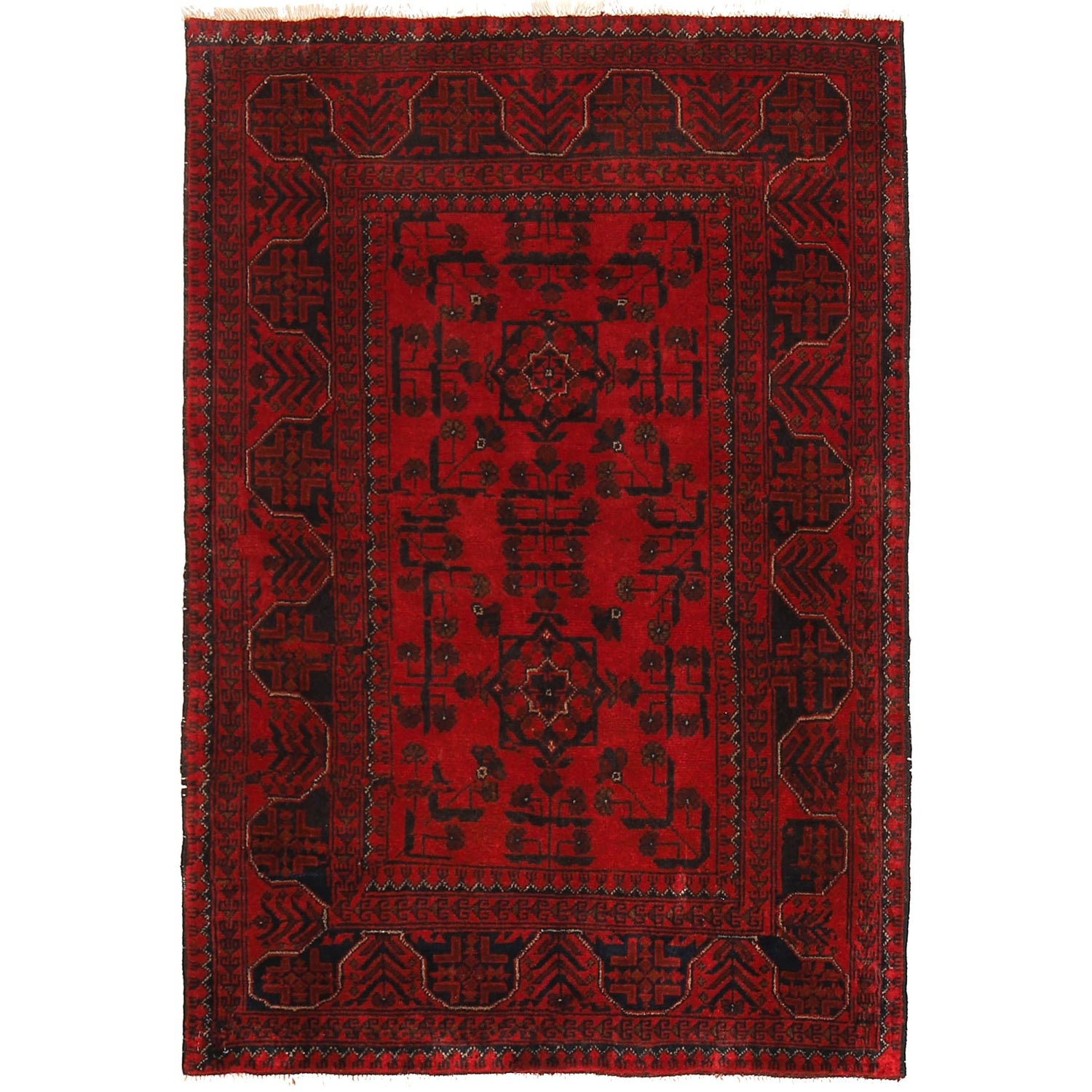 Khal Mohammadi Rug Handmade Red 3x5 ft