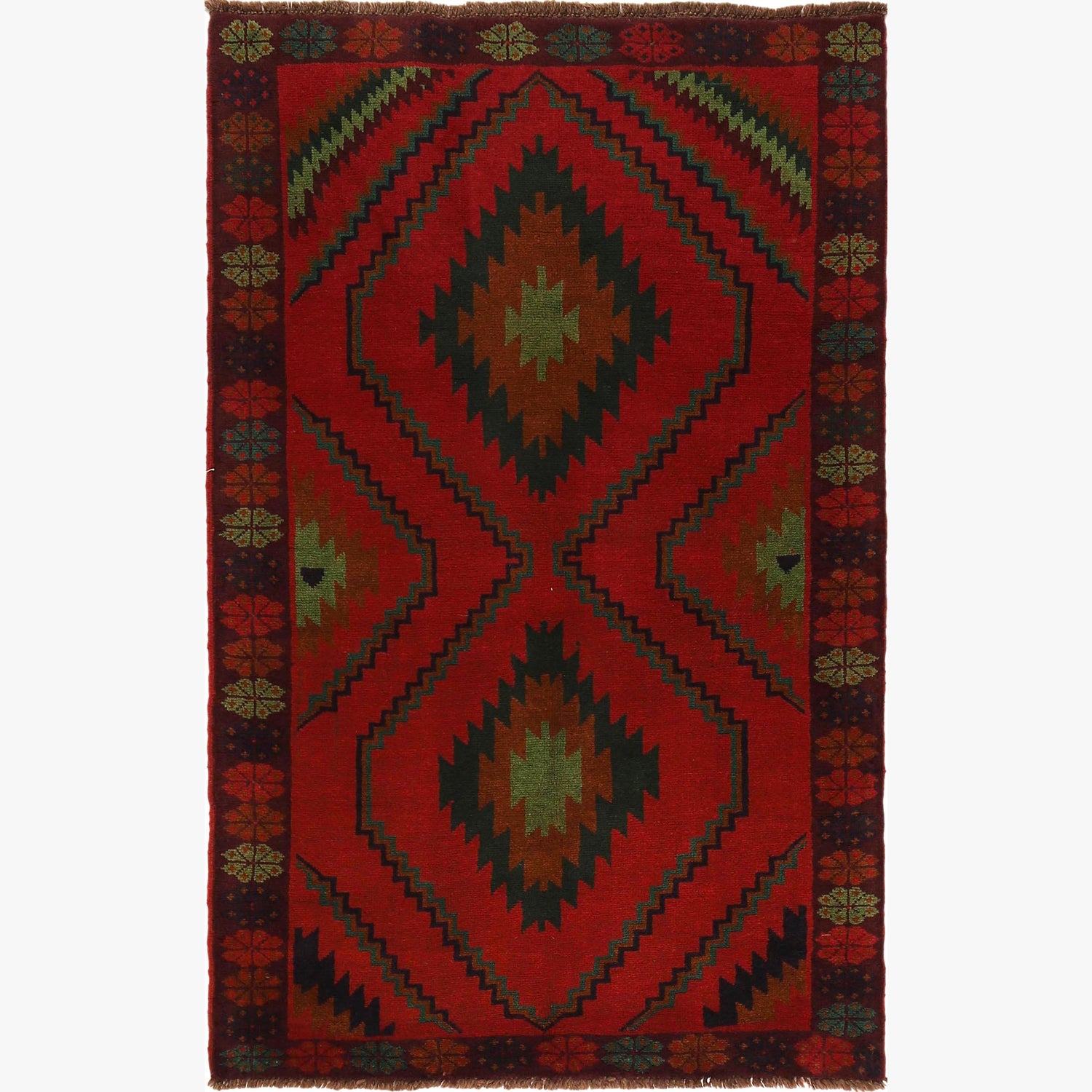 Baluchi Rug Handmade Multi Floral 4x6 ft