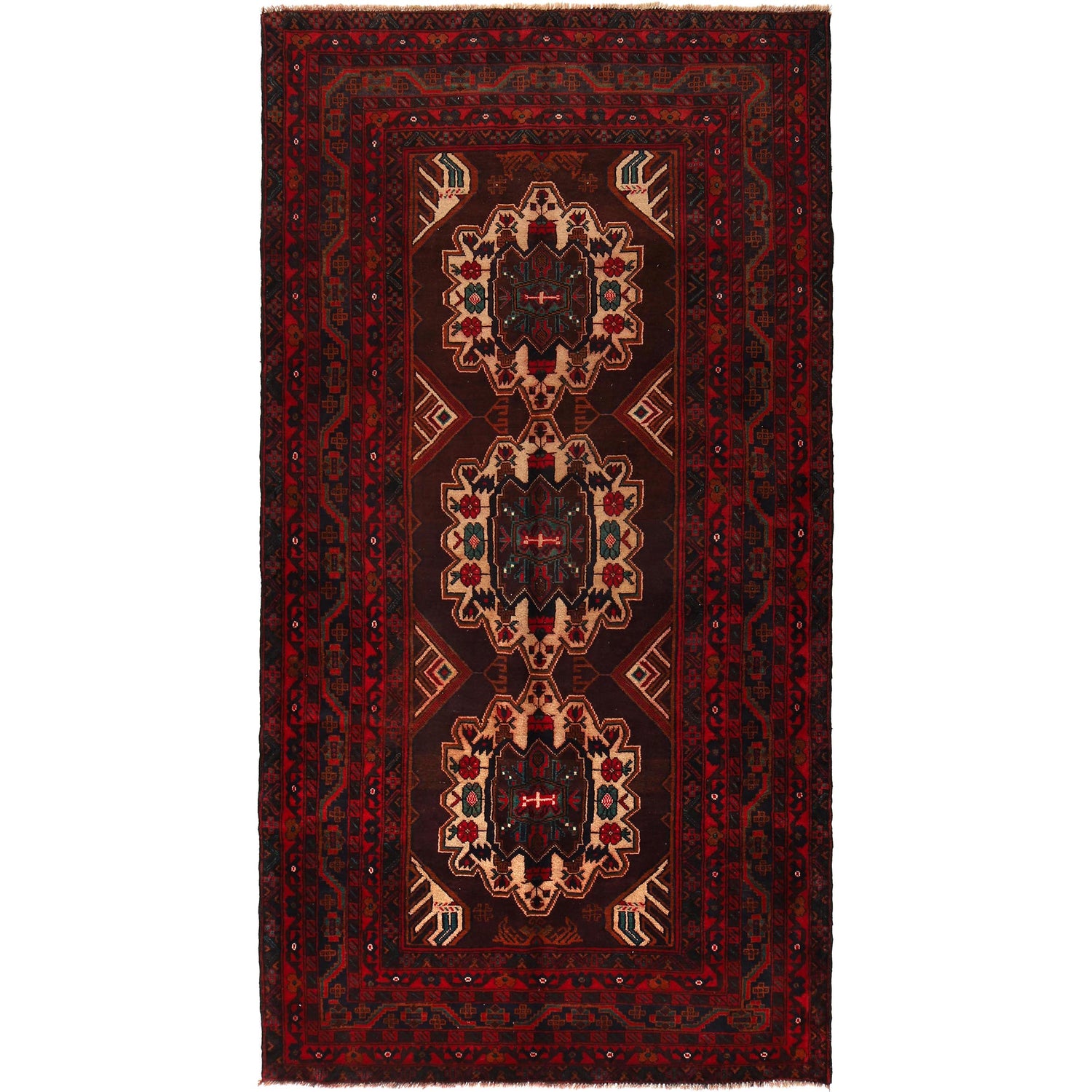 Baluchi Rug Handmade Multi Geometric 5x8 ft