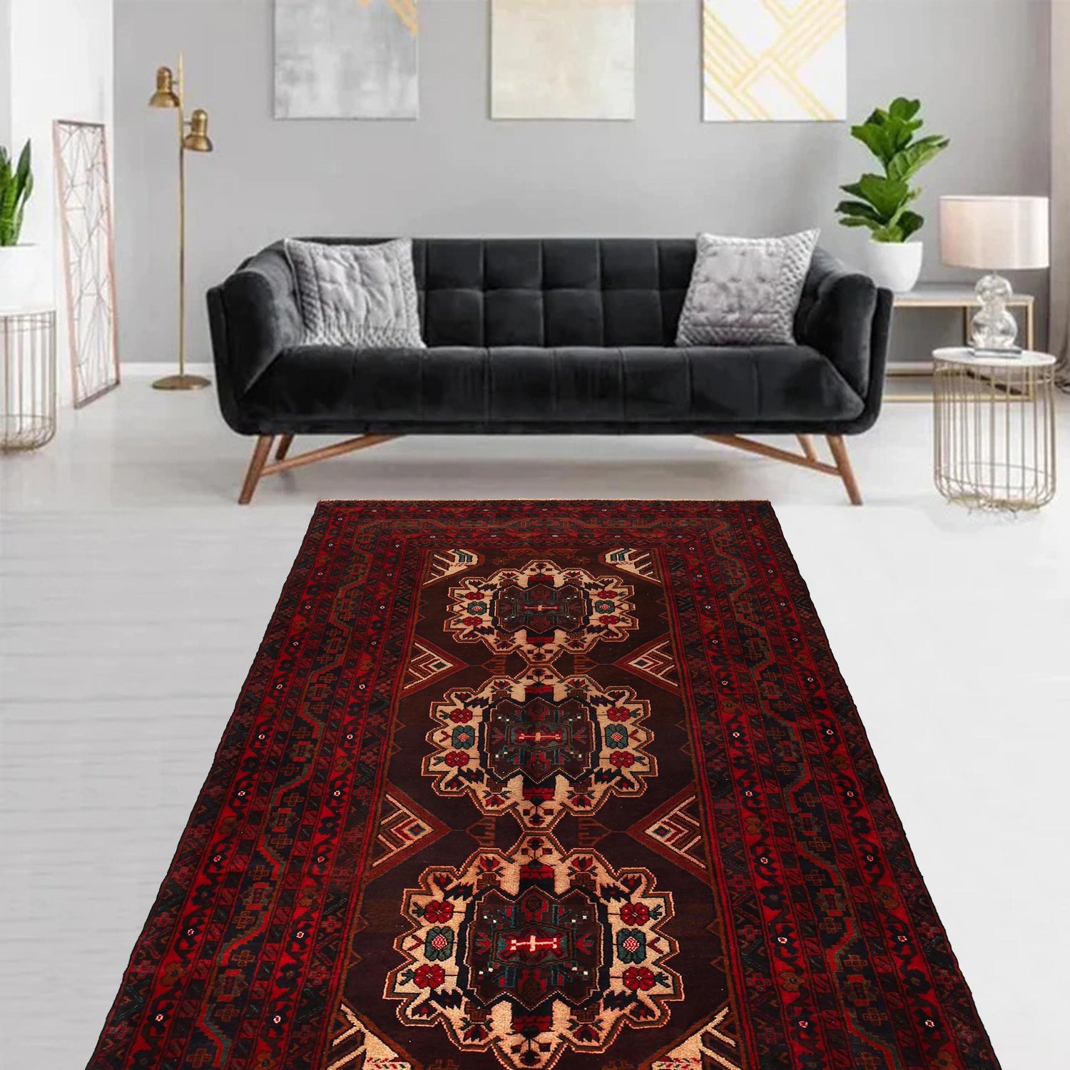 Baluchi Rug Handmade Multi Geometric 5x8 ft