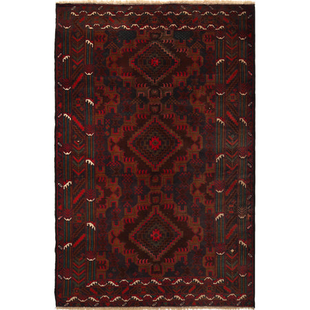 Baluchi Rug Handmade Multi Geometric 4x6 ft