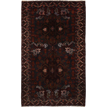 Baluchi Rug Handmade Multi Geometric 4x7 ft