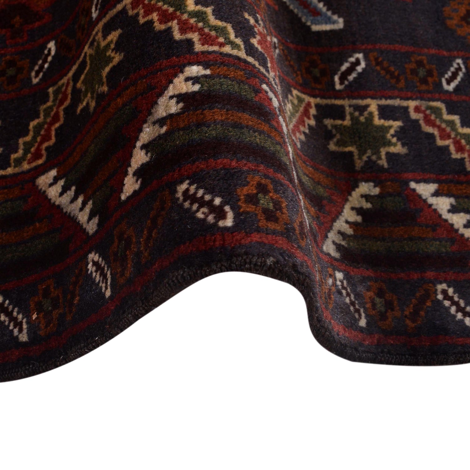 Baluchi Rug Handmade Multi Geometric 4x7 ft