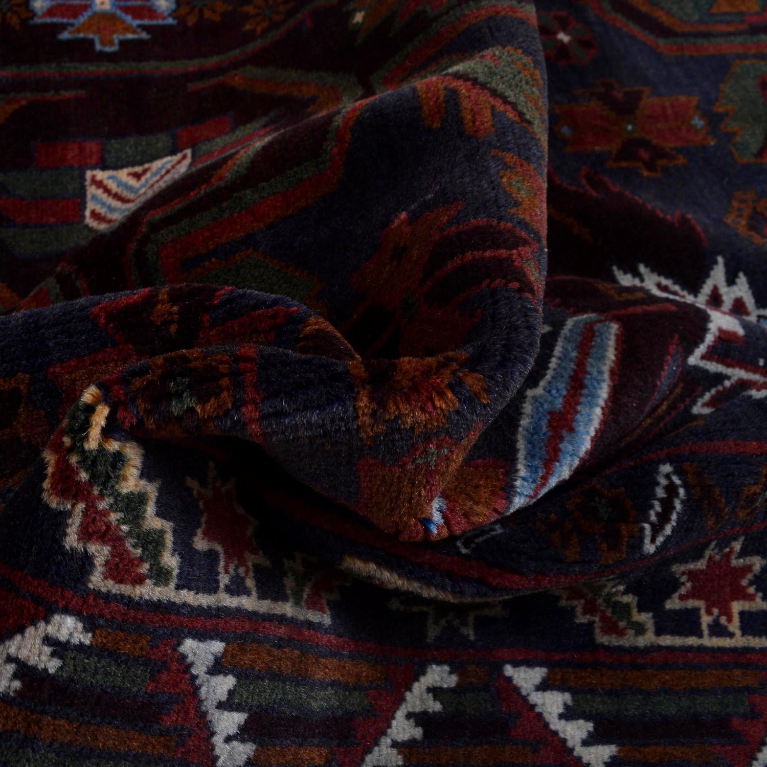 Baluchi Rug Handmade Multi Geometric 4x7 ft