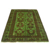 Overdyed Area Rug Handmade Green Geometric 4x6 ft