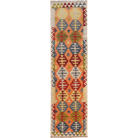 Handmade Multi Kilim Geometric 10' Runner