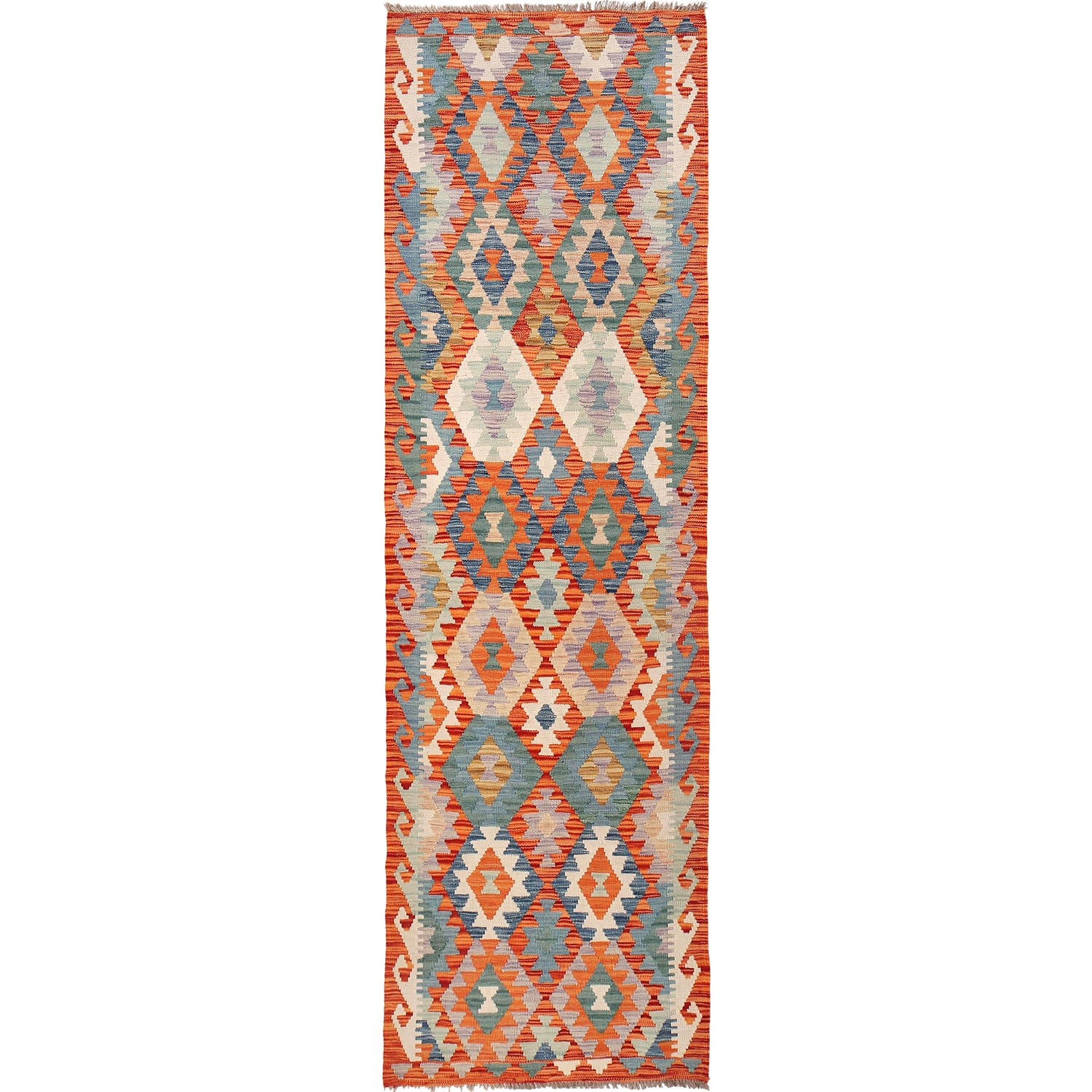 Handmade Multi Kilim Geometric 10' Runner