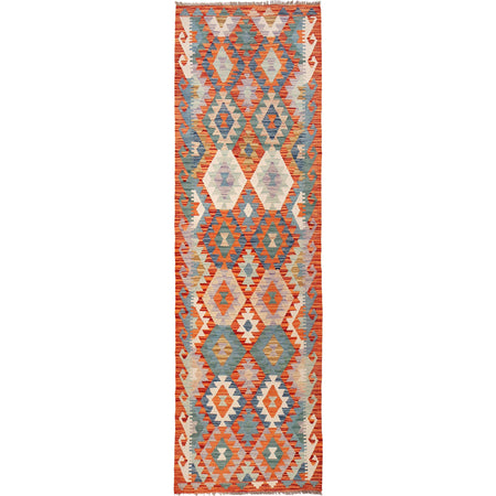 Handmade Multi Kilim Geometric 10' Runner