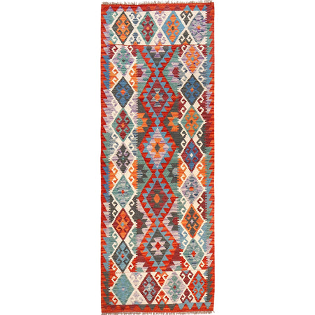 Handmade Multi Kilim Geometric 8' Runner