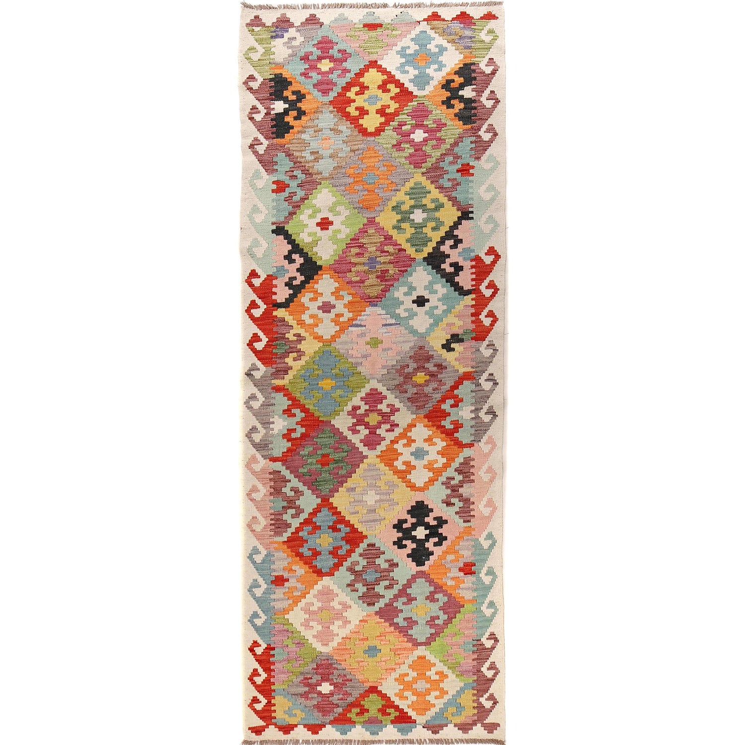 Handmade Multi Kilim Geometric 10' Runner