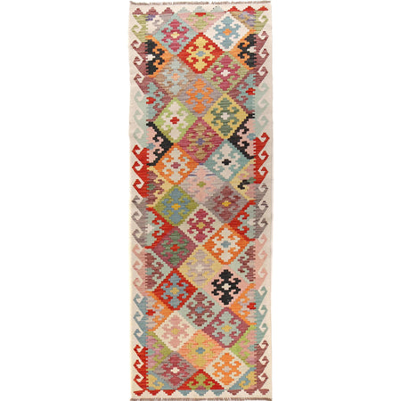 Handmade Multi Kilim Geometric 10' Runner