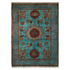 Mamluk Area Rug Handmade Green Medallion 4x6 ft