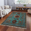 Mamluk Area Rug Handmade Green Medallion 4x6 ft