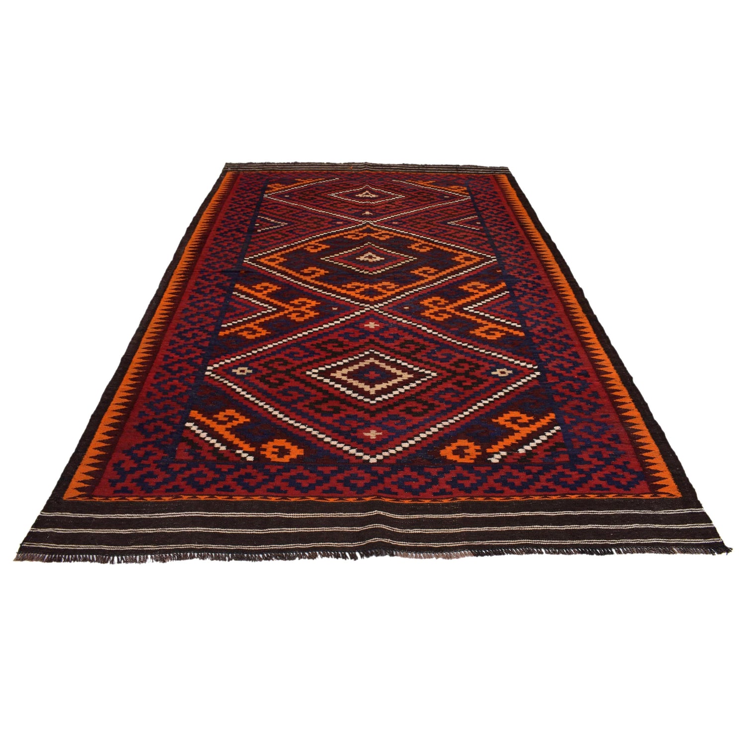 Maimana Kilim Area Rug Handmade Multi Floral 7x10 ft