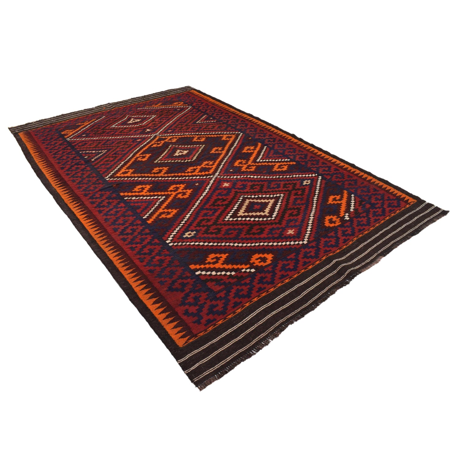 Maimana Kilim Area Rug Handmade Multi Floral 7x10 ft