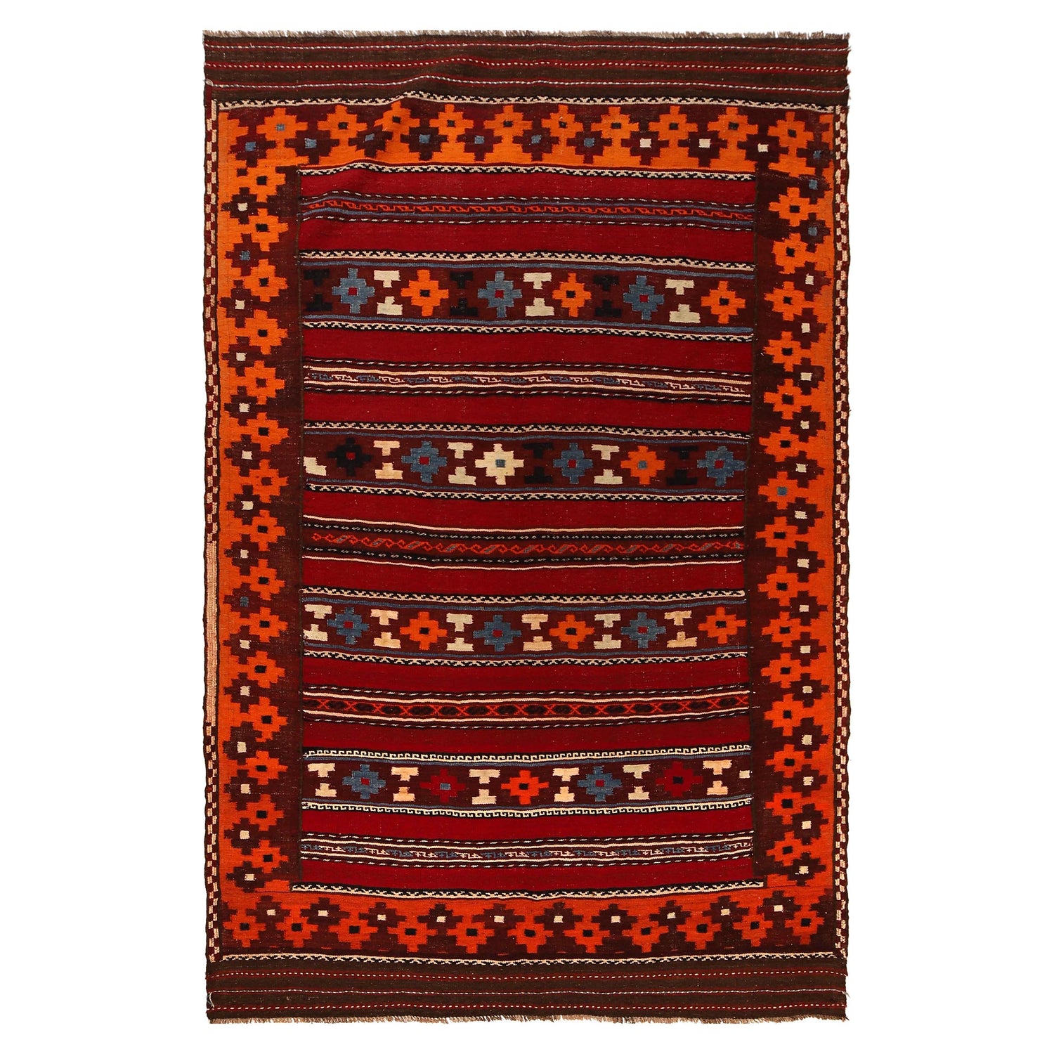 Maimana Kilim Area Rug Handmade Multi Floral 6x9 ft