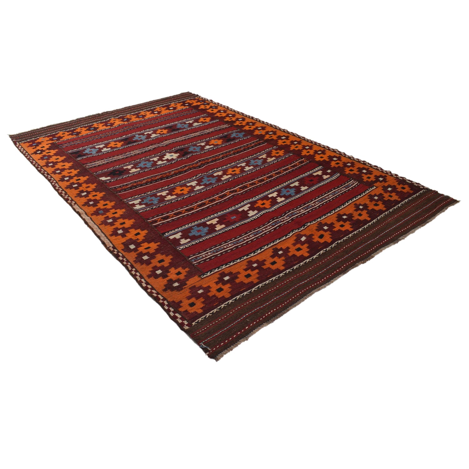 Maimana Kilim Area Rug Handmade Multi Floral 6x9 ft
