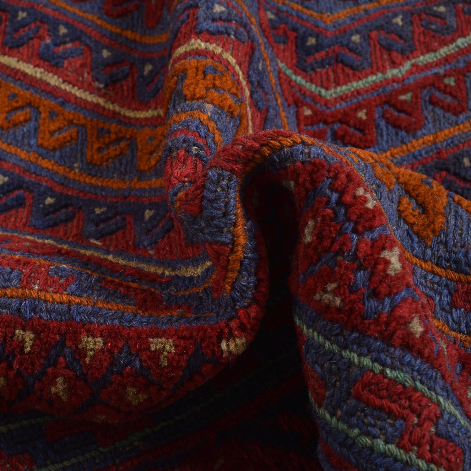 Mashwani Runner Rug Handmade Deep Red Geometric 5x6 ft
