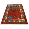 War Area Rug Handmade Red Tank + Helicopter 4x6 ft