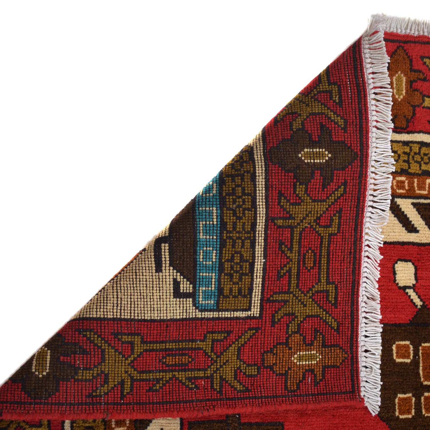 War Area Rug Handmade Red Tank + Helicopter 4x6 ft