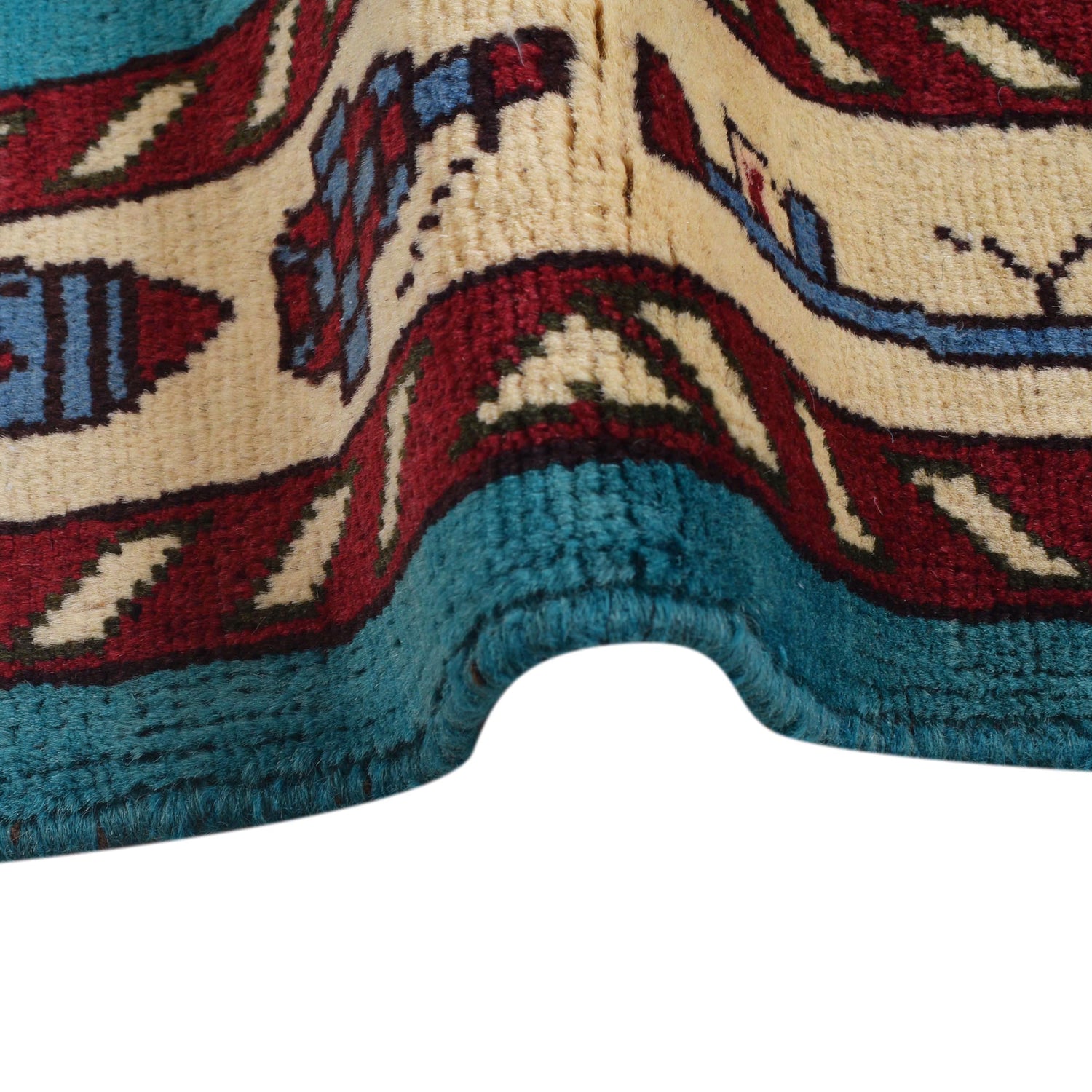 War Area Rug Handmade Blue Tank + Helicopter + Riffle 4x6 ft