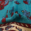 War Area Rug Handmade Blue Tank + Helicopter + Riffle 4x6 ft