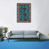 War Area Rug Handmade Blue Tank + Helicopter + Riffle 4x6 ft