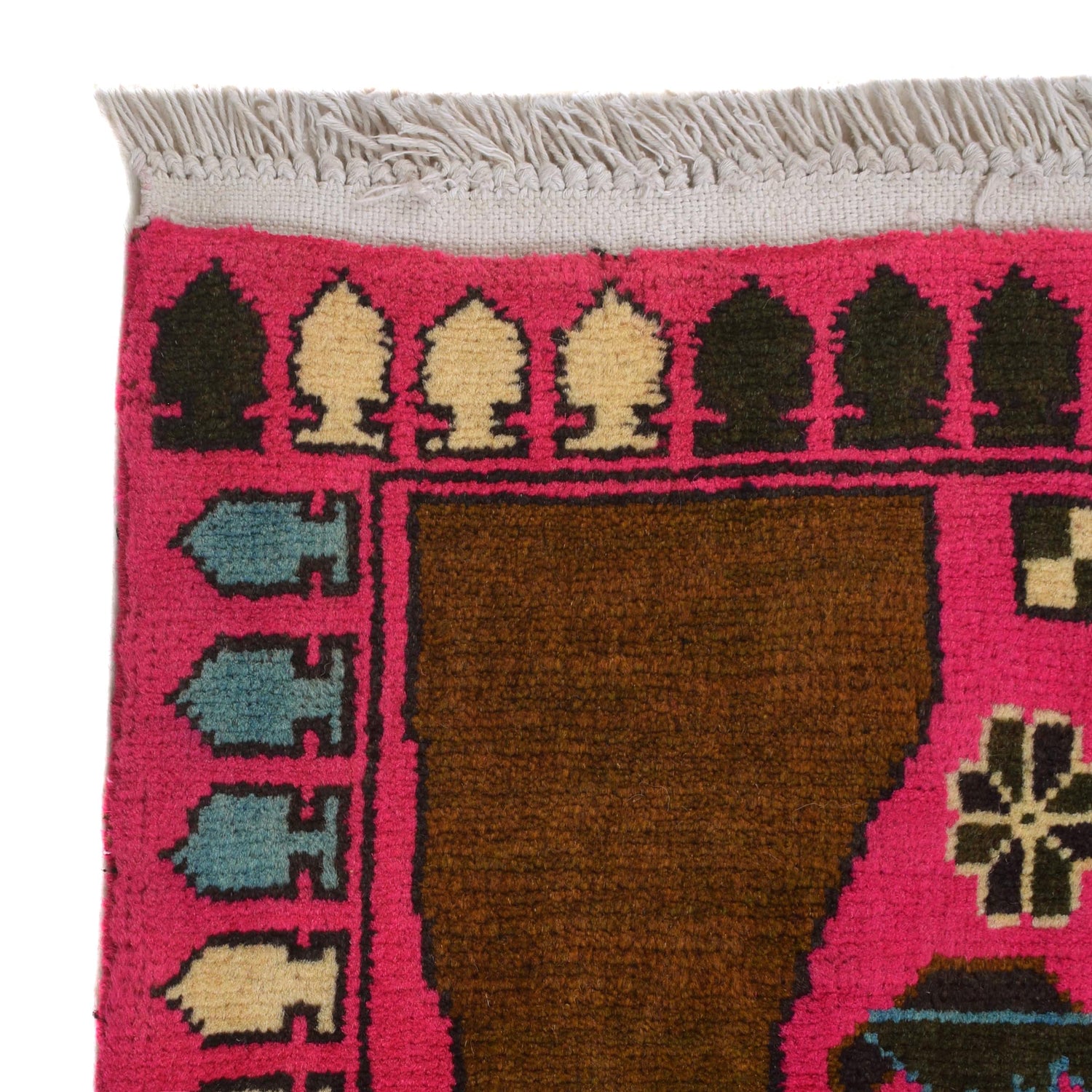 War Area Rug Handmade Pink Tank + Helicopter + Riffle 2x4 ft