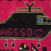 War Area Rug Handmade Pink Tank + Helicopter + Riffle 2x4 ft