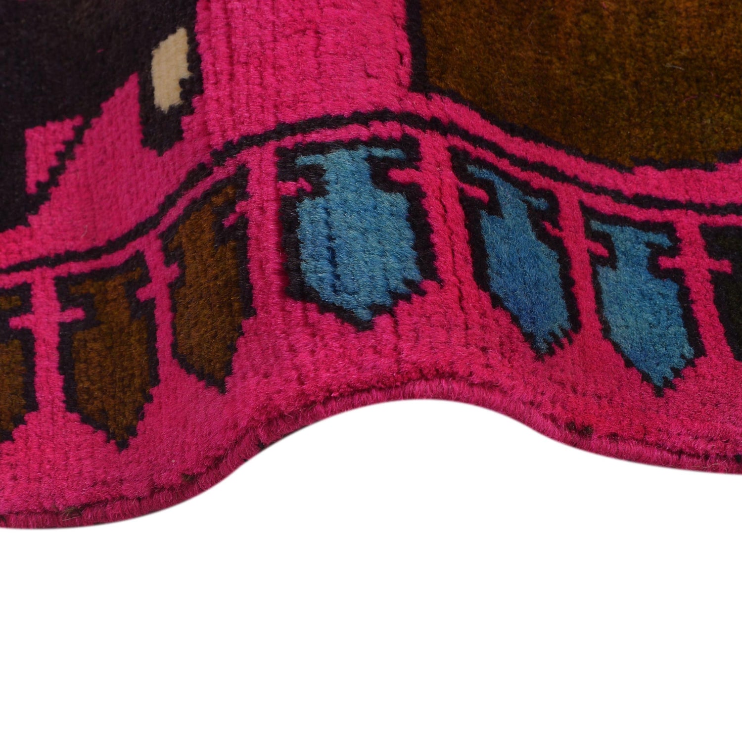 War Area Rug Handmade Pink Tank + Helicopter + Riffle 2x4 ft