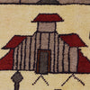 War Area Rug Handmade Beige Tank + Helicopter 4x6 ft