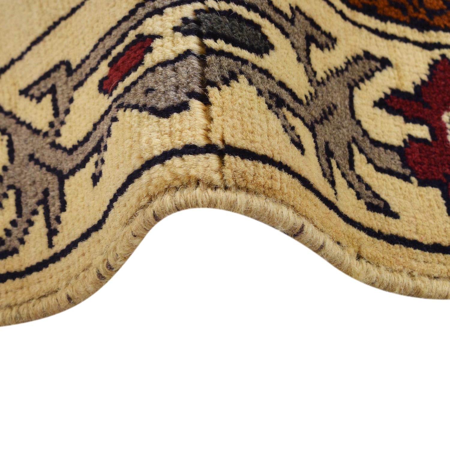 War Area Rug Handmade Beige Tank + Helicopter 4x6 ft