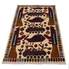 War Area Rug Handmade Beige Tank + Helicopter + Riffle 2x4