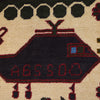 War Area Rug Handmade Beige Tank + Helicopter + Riffle 2x4