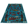 War Area Rug Handmade Blue Tank + Helicopter + Riffle 4x6 ft