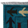 War Area Rug Handmade Blue Tank + Helicopter + Riffle 4x6 ft