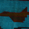 War Area Rug Handmade Blue Tank + Helicopter + Riffle 4x6 ft