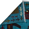War Area Rug Handmade Blue Tank + Helicopter + Riffle 4x6 ft