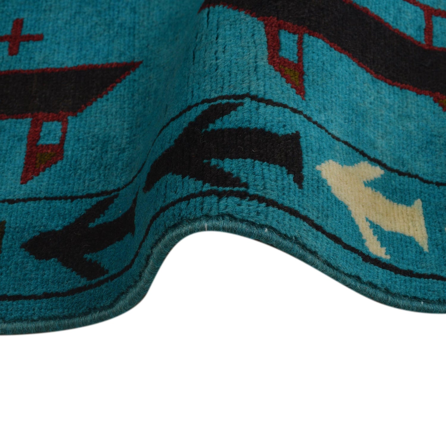 War Area Rug Handmade Blue Tank + Helicopter + Riffle 4x6 ft