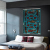 War Area Rug Handmade Blue Tank + Helicopter + Riffle 4x6 ft
