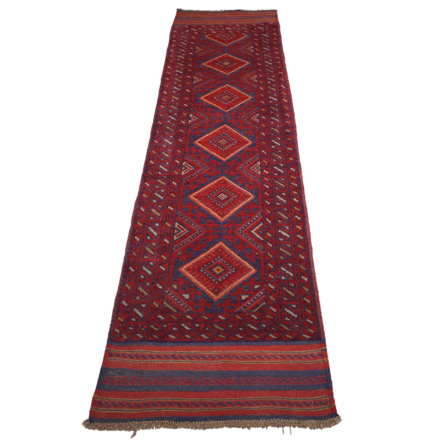 Mashwani Runner Rug Handmade Deep Red Geometric 8' Runner