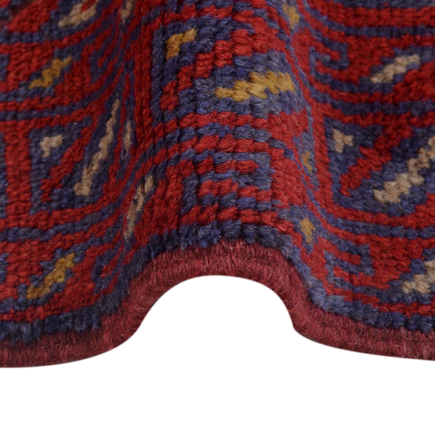 Mashwani Runner Rug Handmade Deep Red Geometric 8' Runner