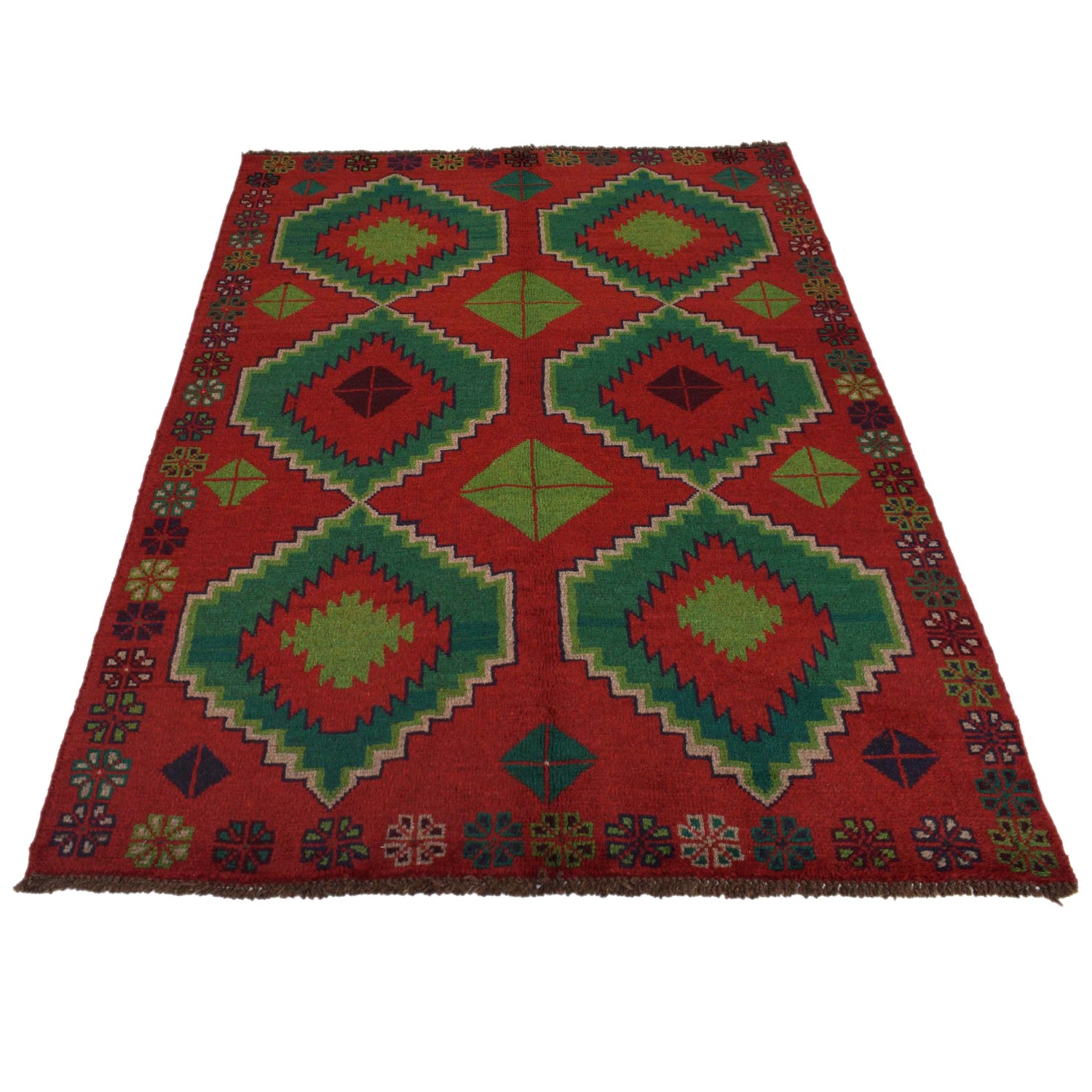 Baluchi Rug Handmade Red Geometric 4x6 ft